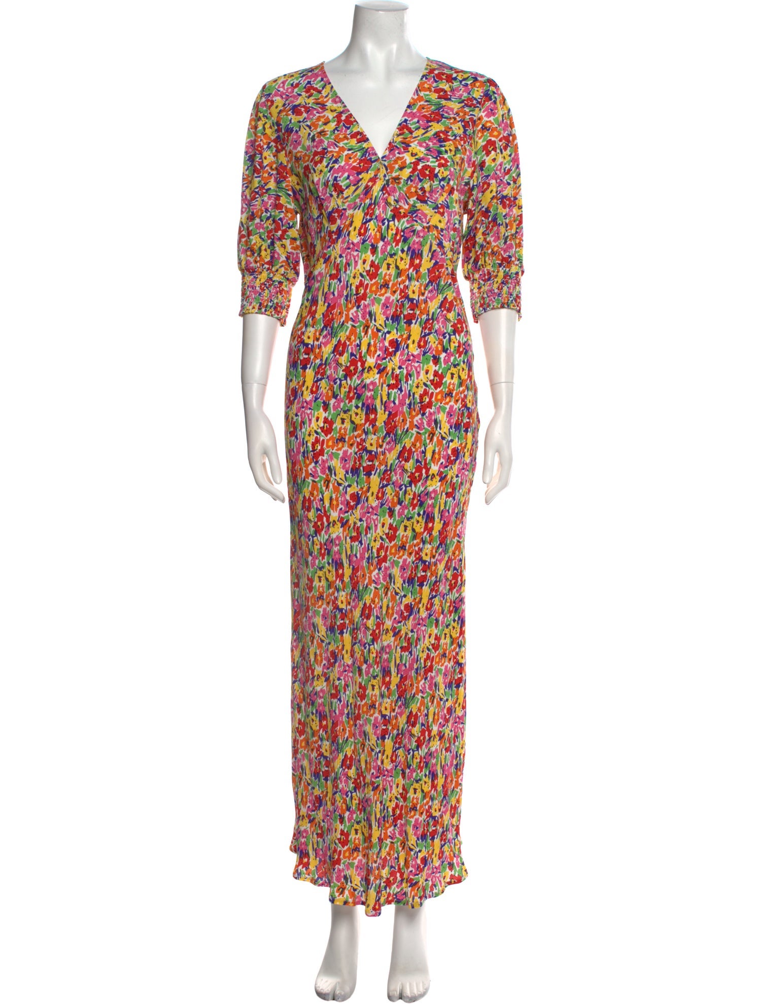 RIXO Floral Print Long Dress