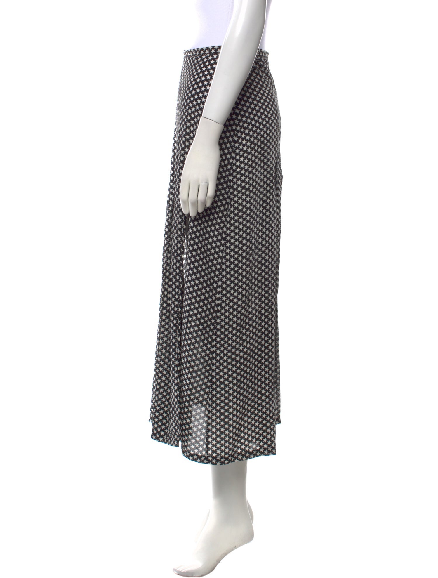 RIXO Silk Midi Length Skirt