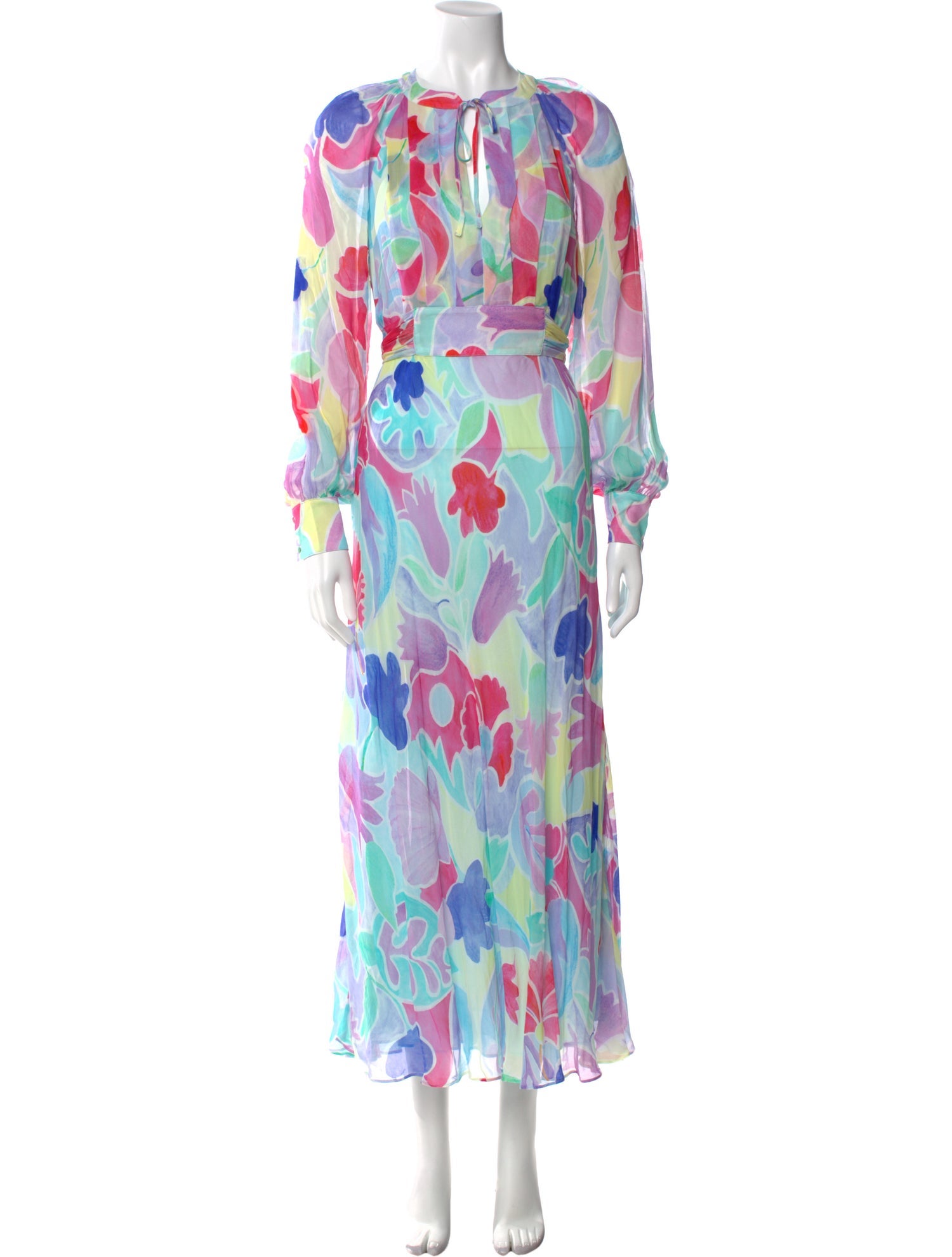 RIXO Silk Long Dress