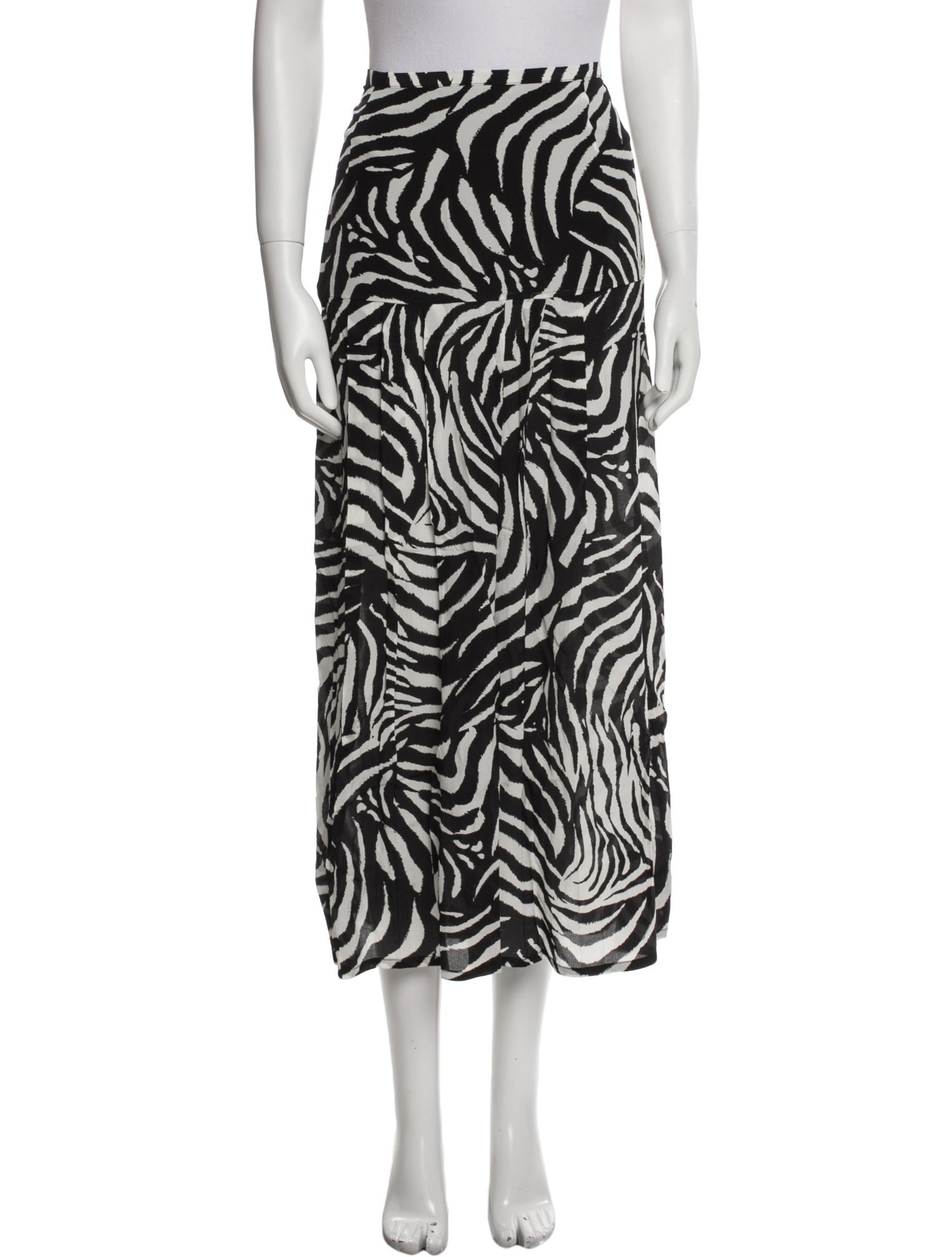 RIXO Silk Midi Length Skirt