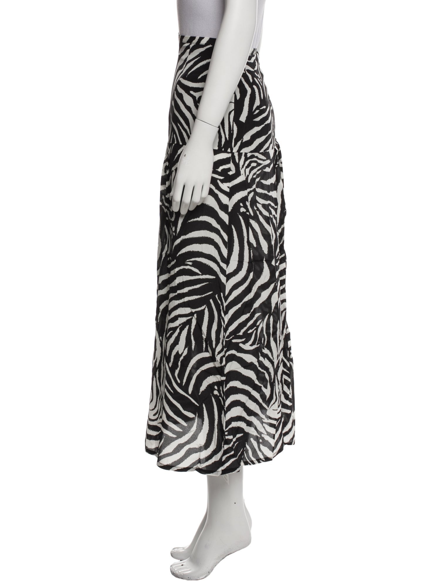 RIXO Silk Midi Length Skirt