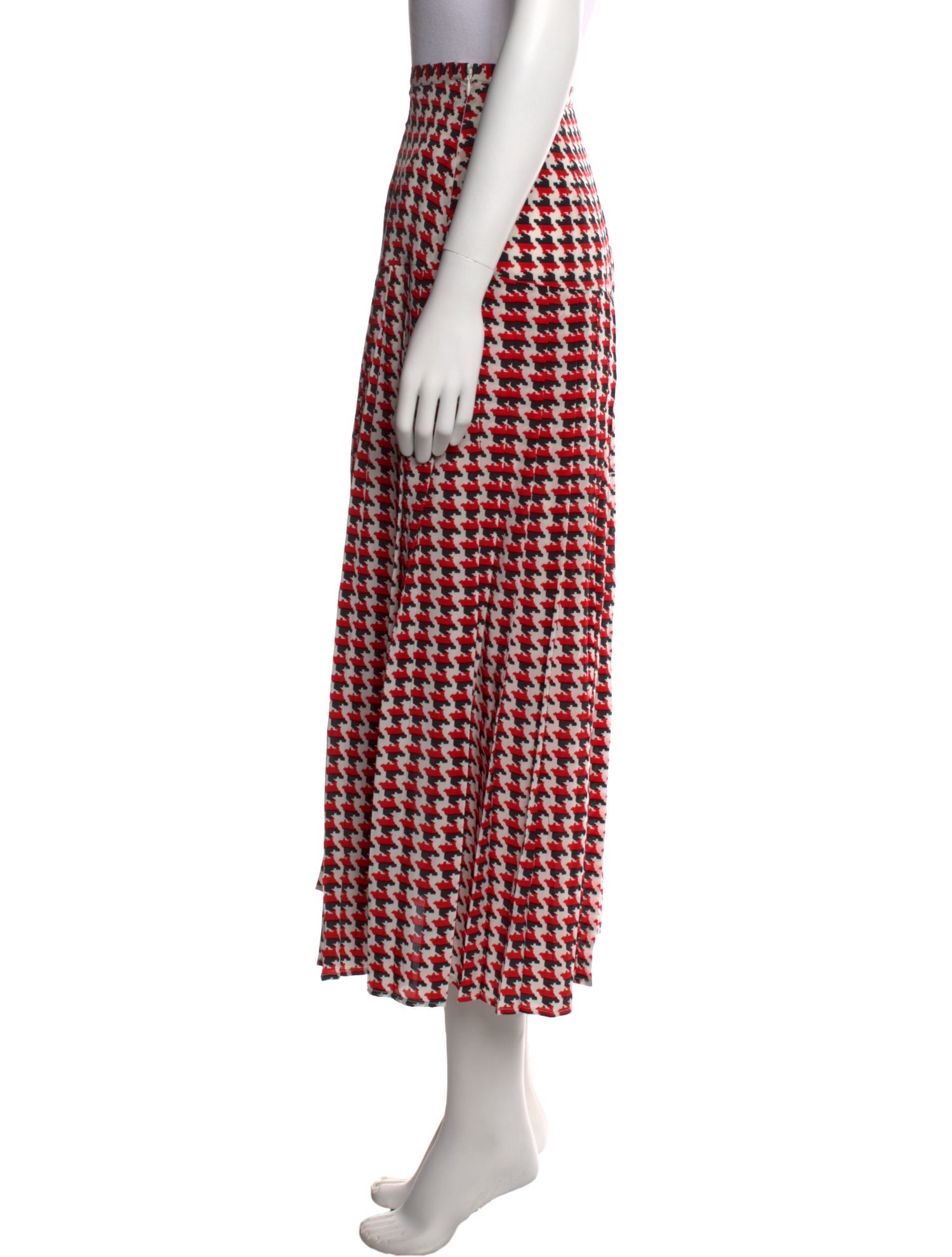 RIXO Silk Midi Length Skirt