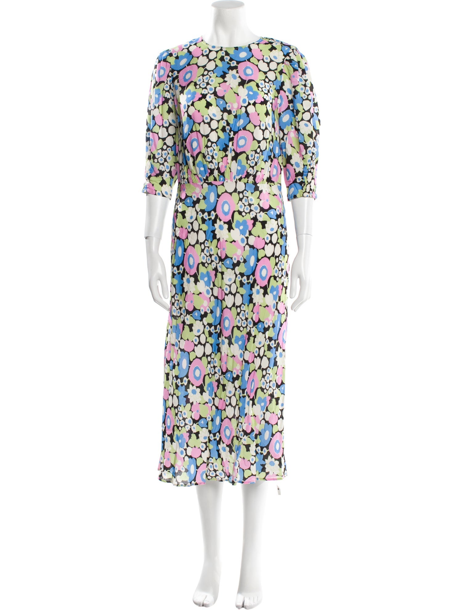 RIXO Floral Print Midi Length Dress
