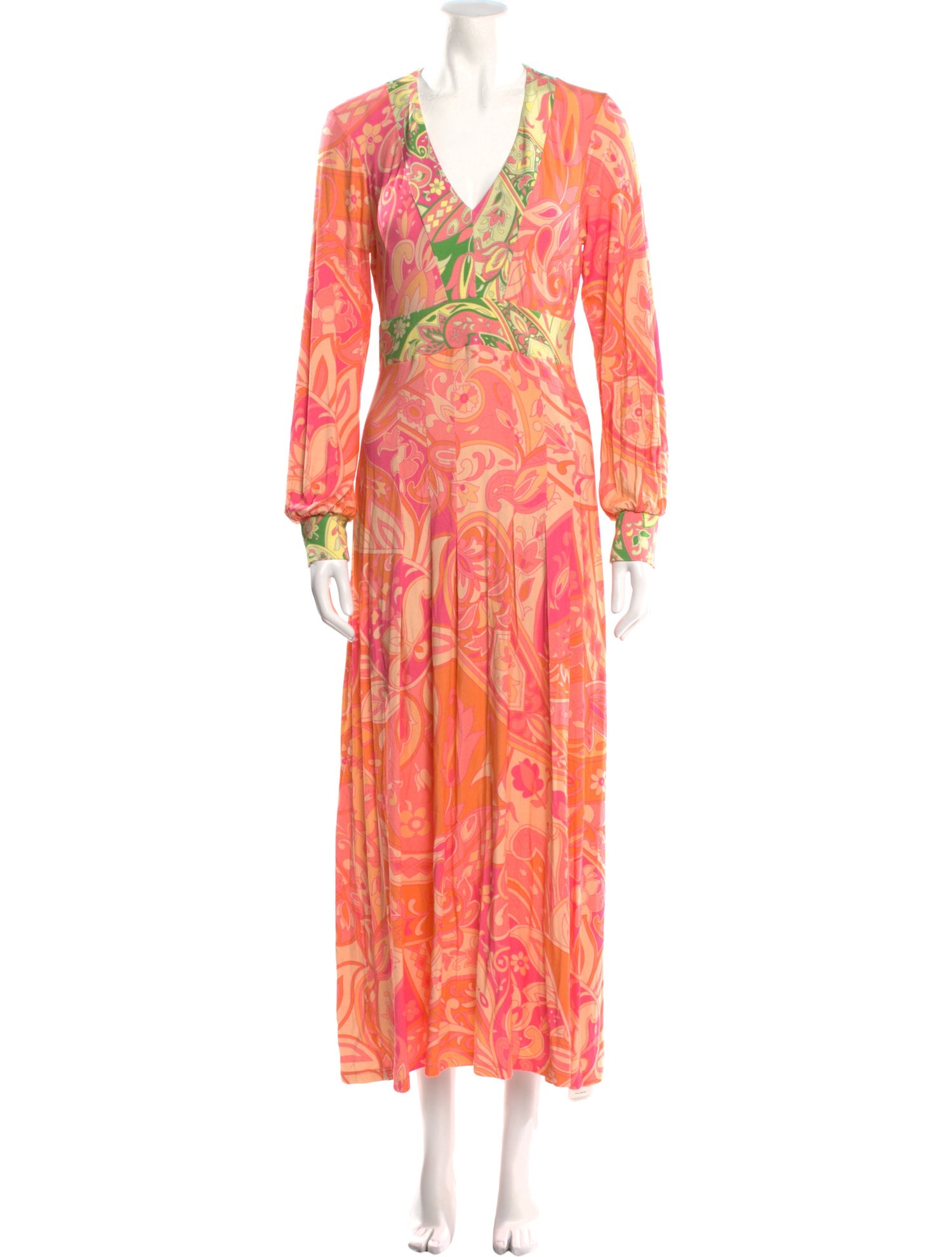 RIXO Paisley Print Long Dress
