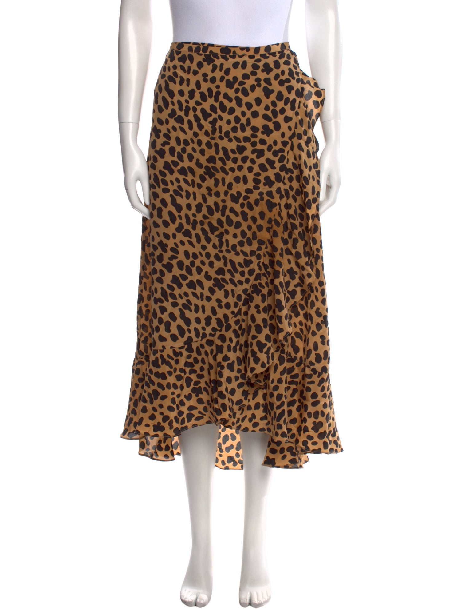 RIXO Silk Midi Length Skirt