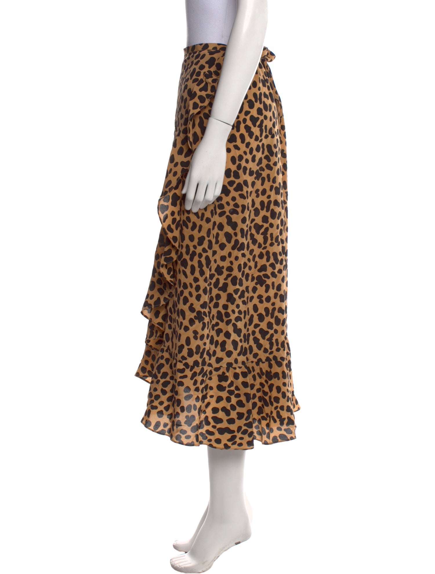 RIXO Silk Midi Length Skirt