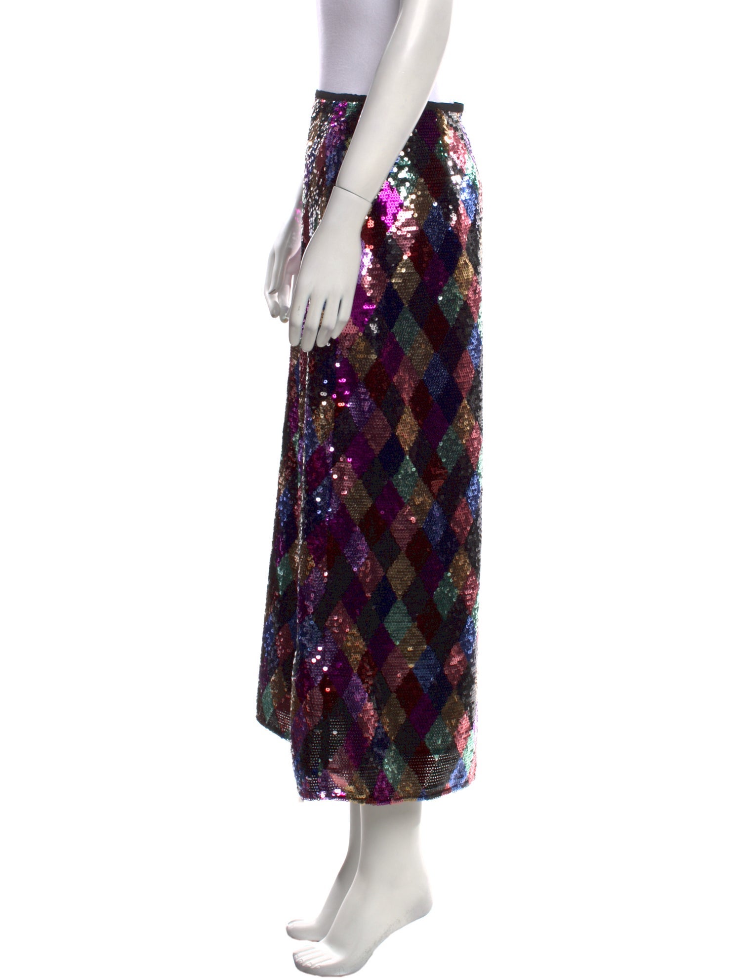 RIXO Printed Midi Length Skirt