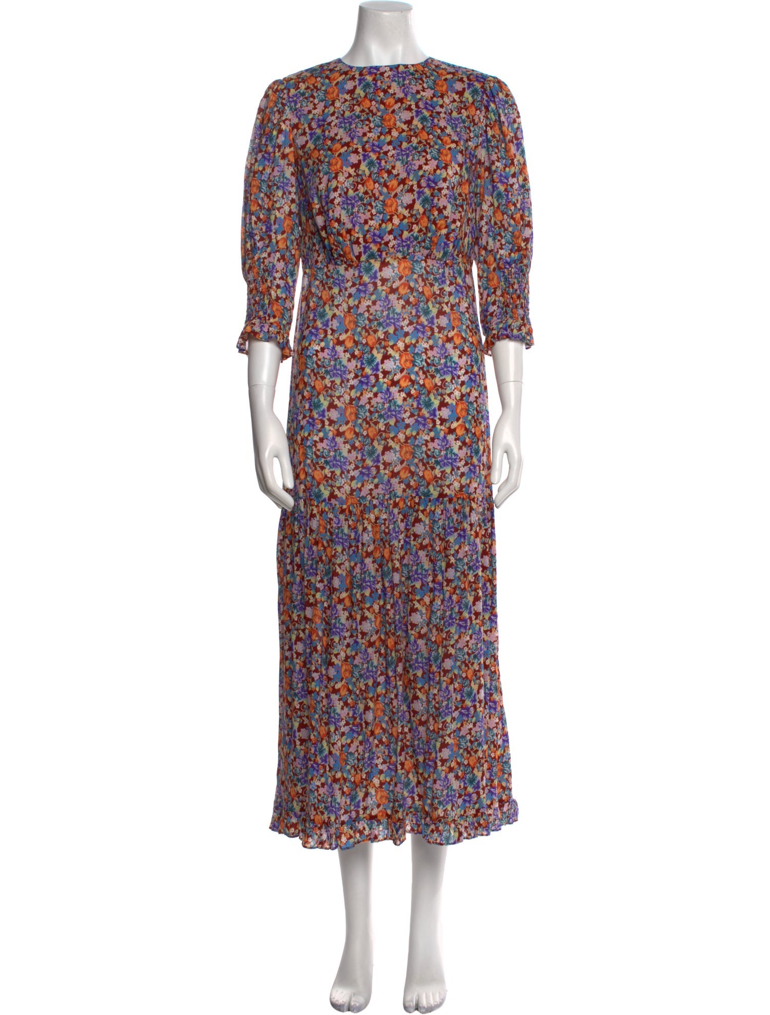 RIXO Floral Print Long Dress