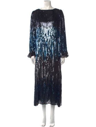 RIXO Printed Long Dress