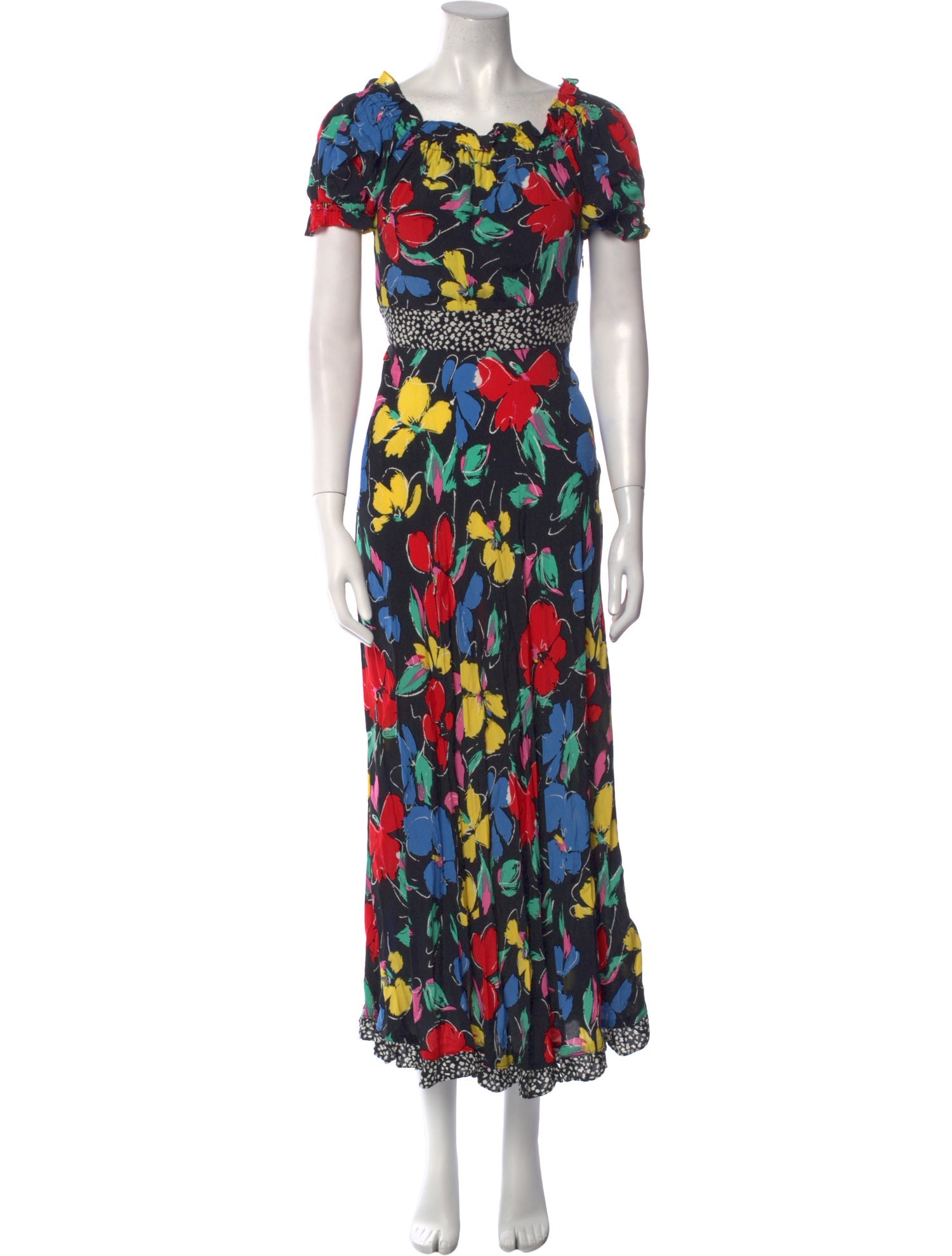 RIXO Floral Print Long Dress