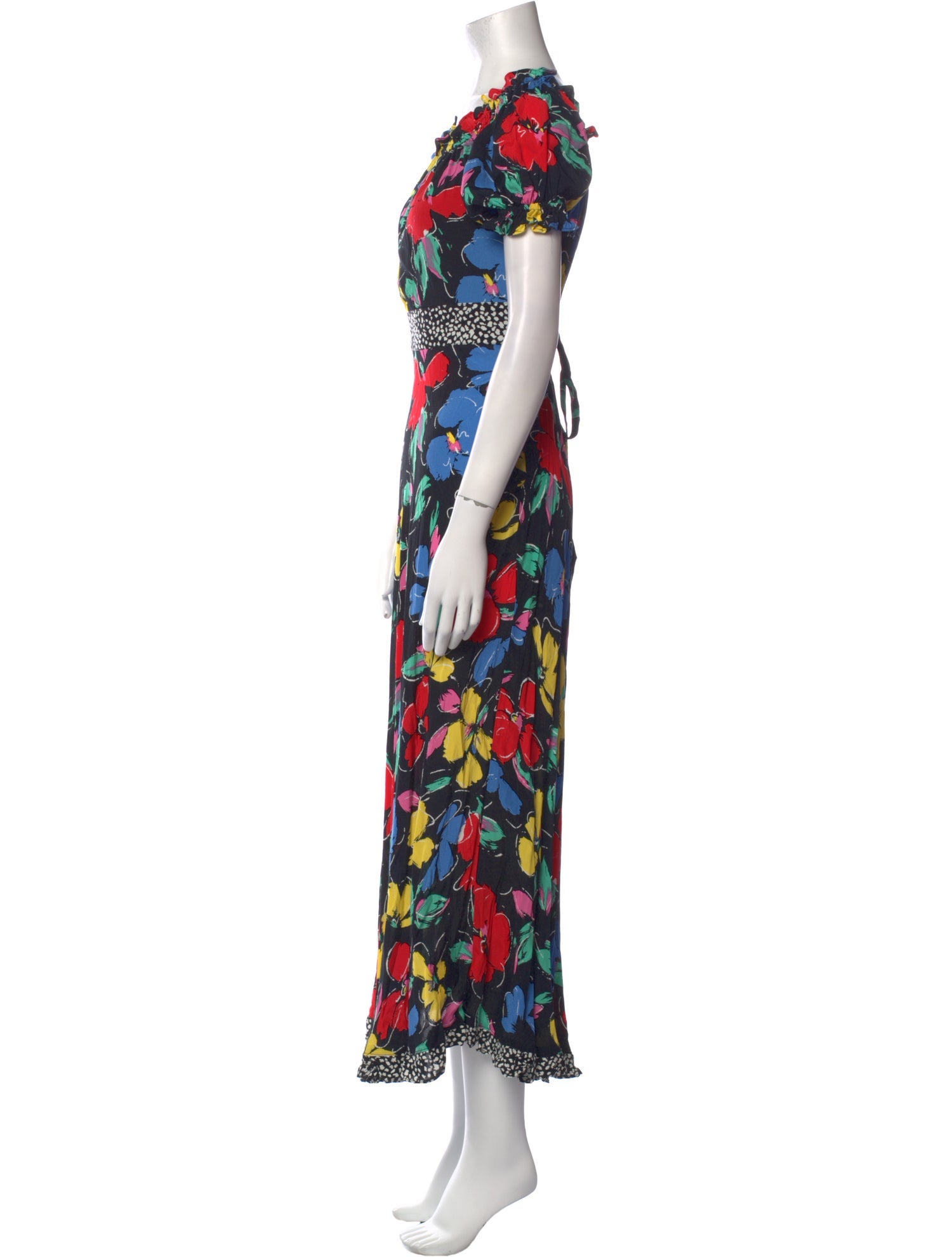 RIXO Floral Print Long Dress