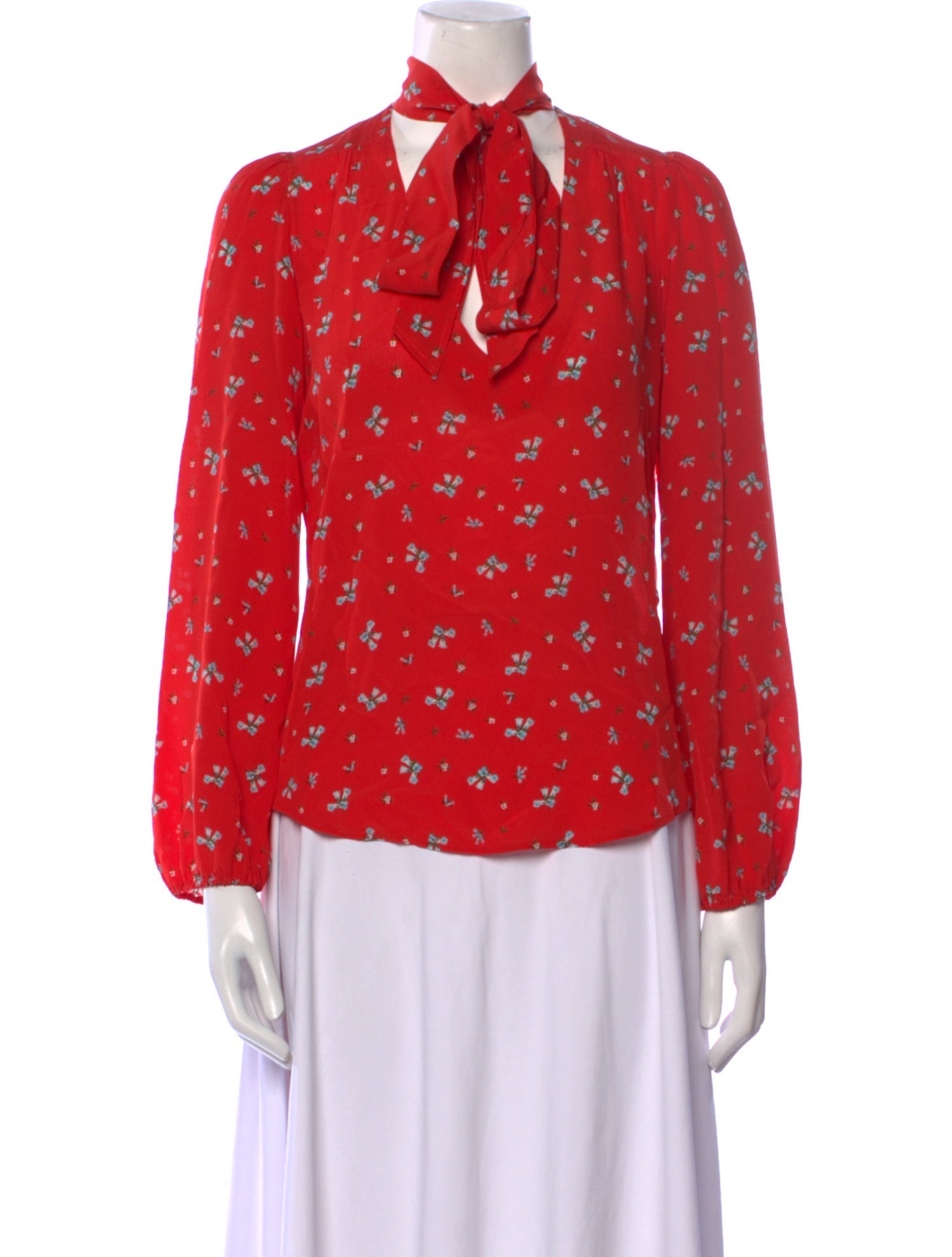 RIXO Silk Floral Print Blouse