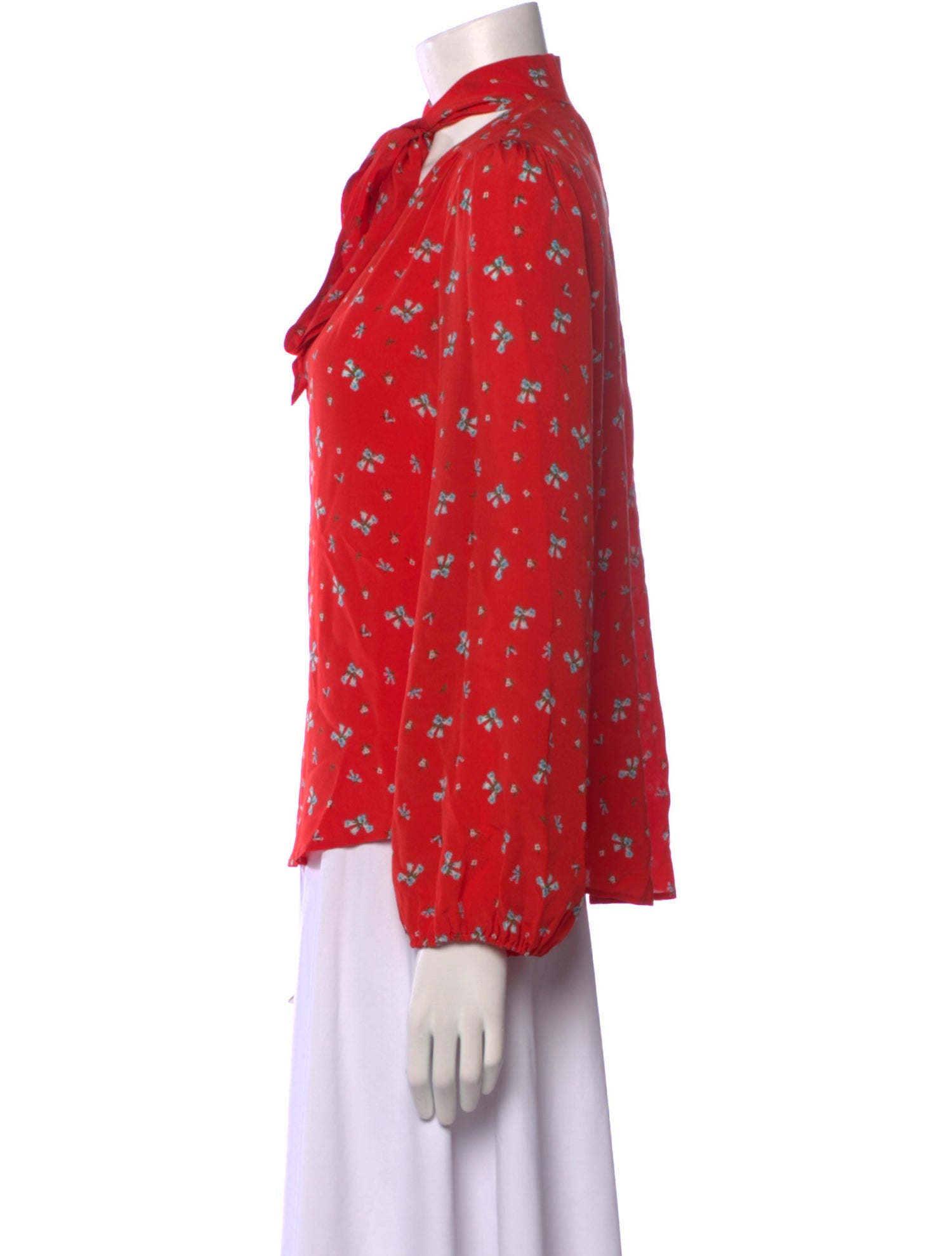 RIXO Silk Floral Print Blouse