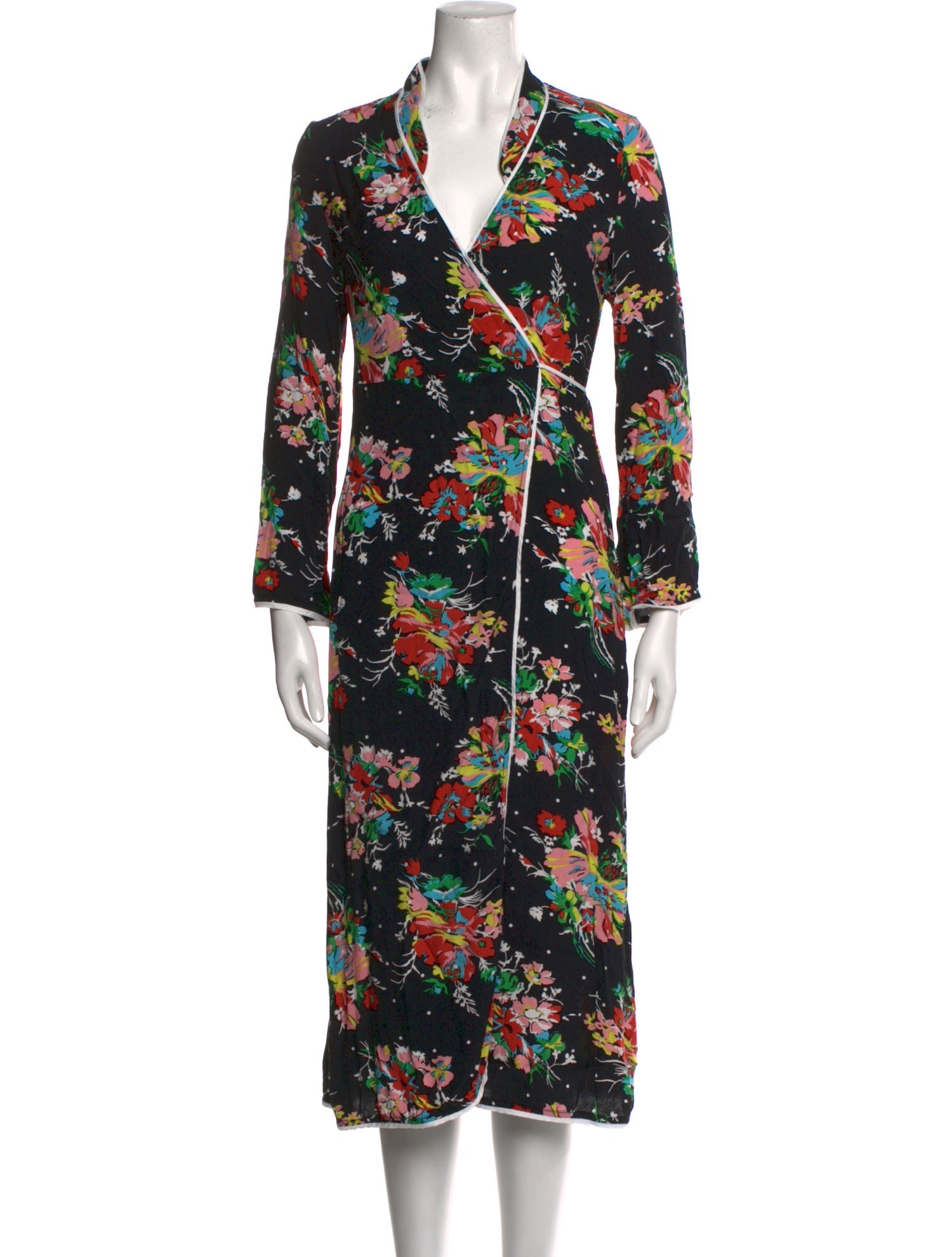 RIXO Floral Print Midi Length Dress