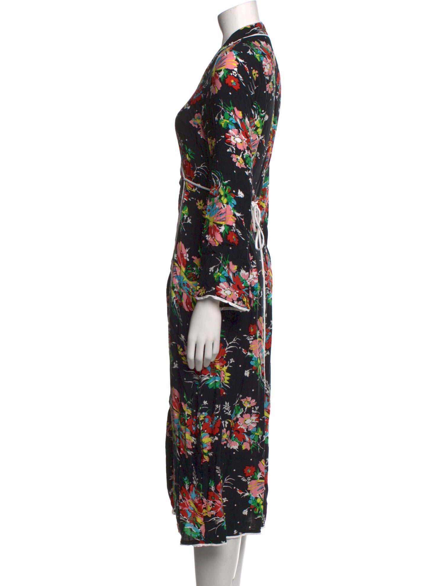 RIXO Floral Print Midi Length Dress