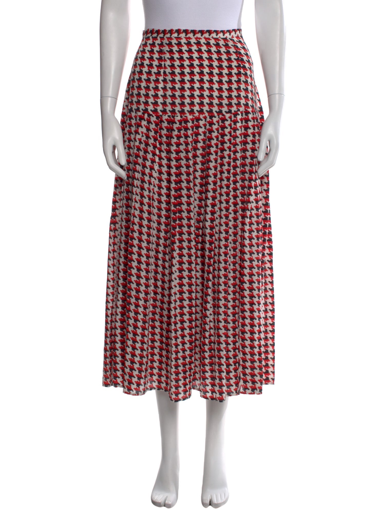 RIXO Silk Midi Length Skirt