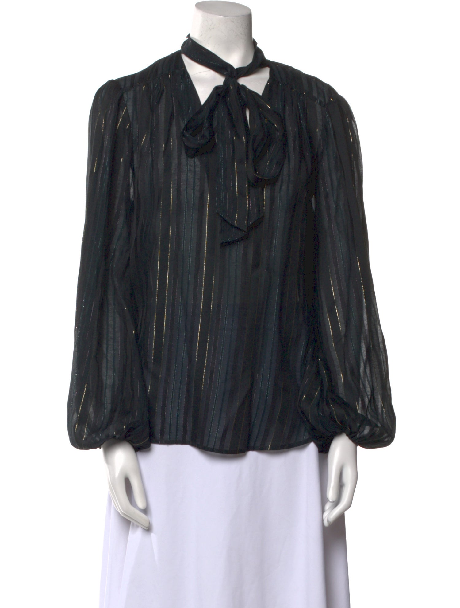 RIXO Mock Neck Long Sleeve Blouse