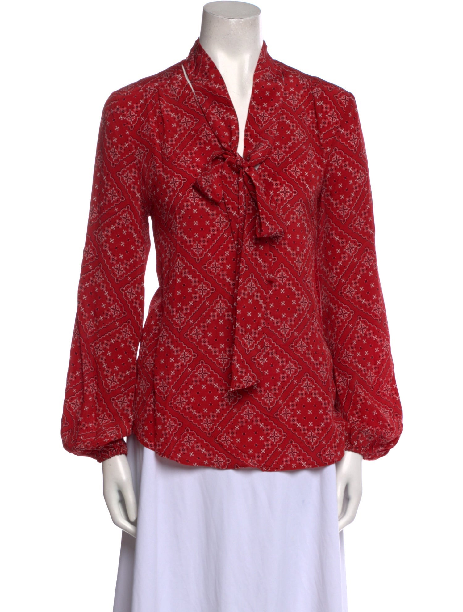 RIXO Silk Printed Blouse