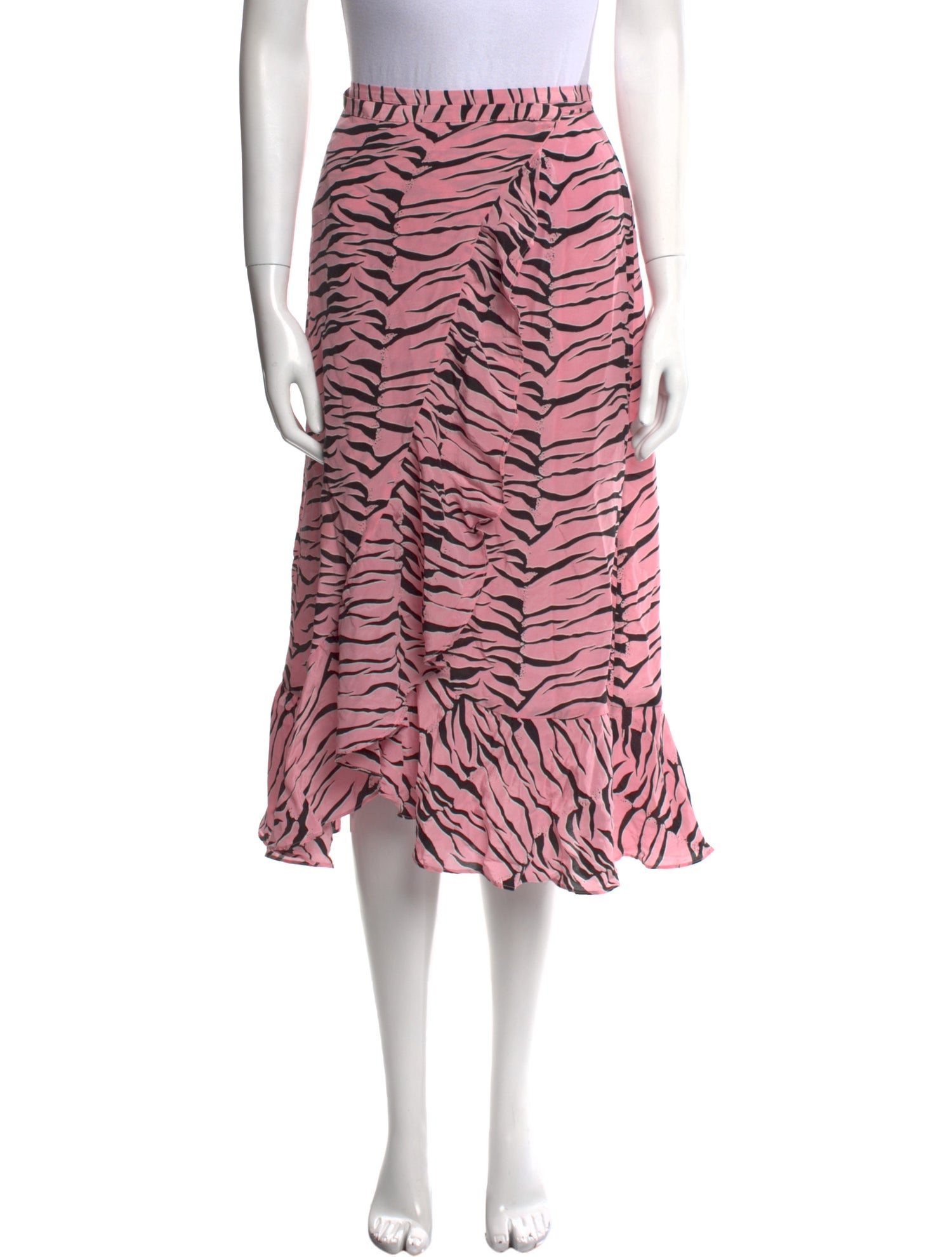 RIXO Silk Midi Length Skirt