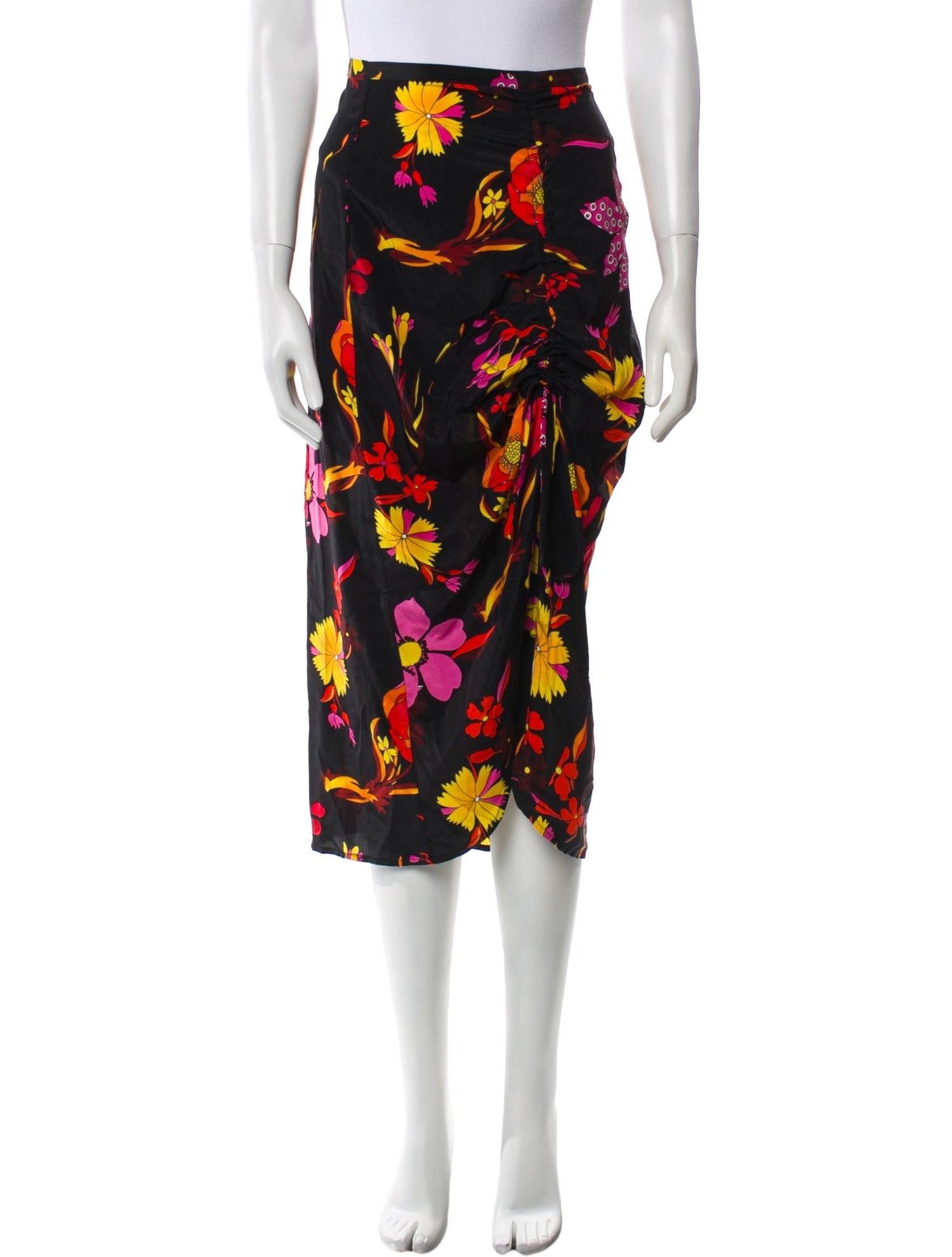 RIXO Silk Midi Length Skirt