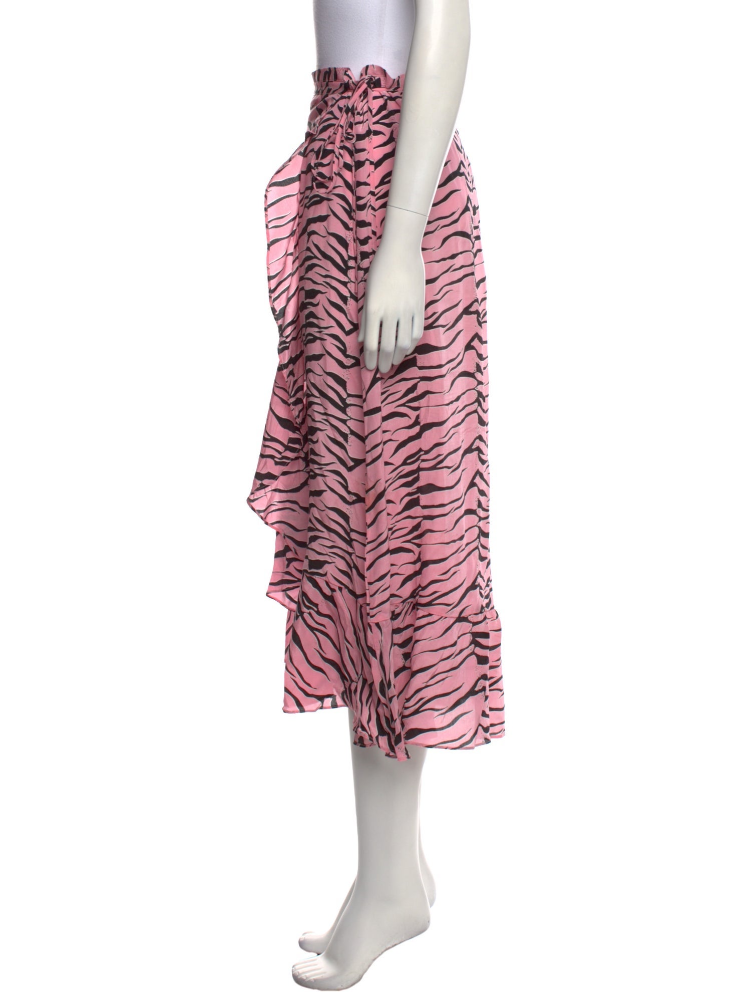 RIXO Silk Midi Length Skirt