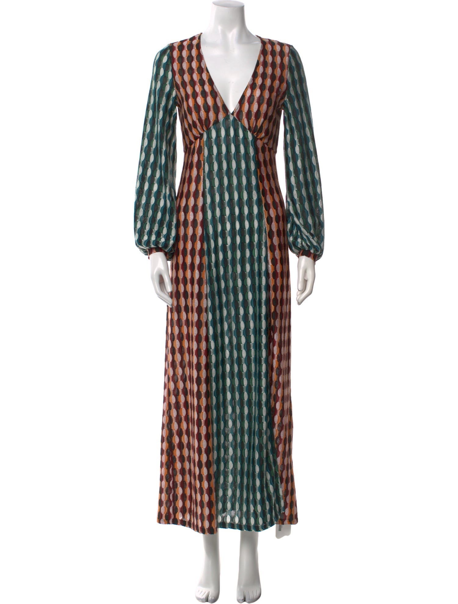 RIXO Printed Long Dress