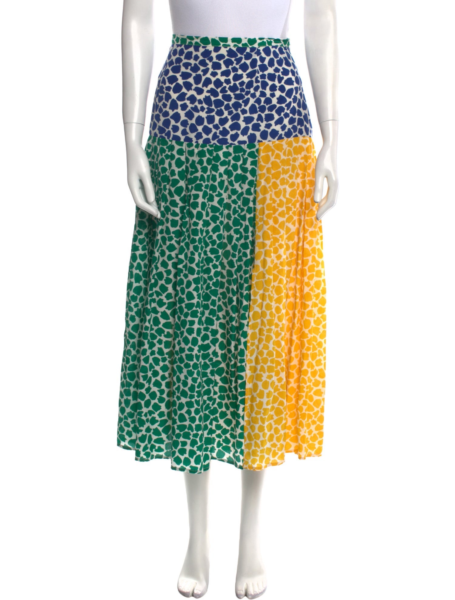 RIXO Silk Midi Length Skirt