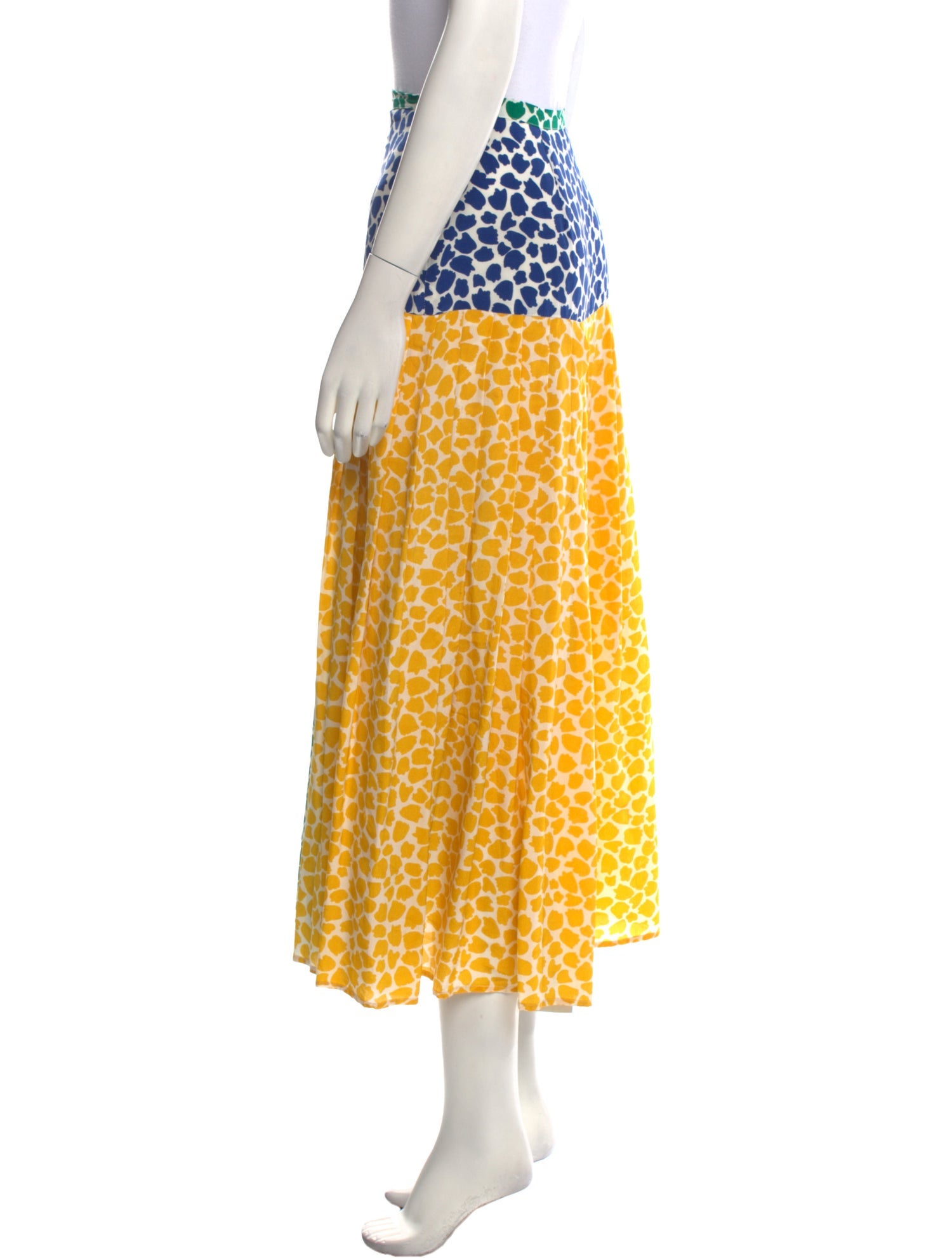 RIXO Silk Midi Length Skirt