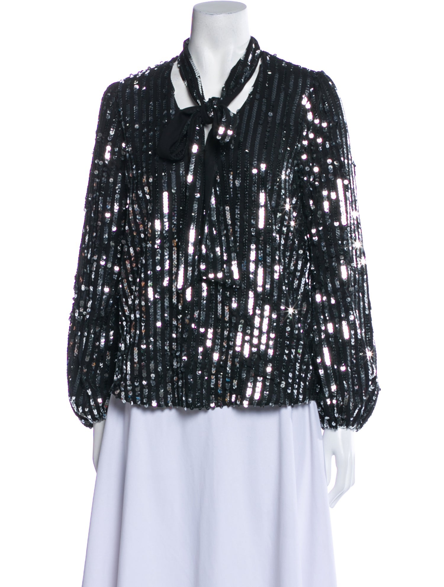 RIXO Mock Neck Long Sleeve Blouse