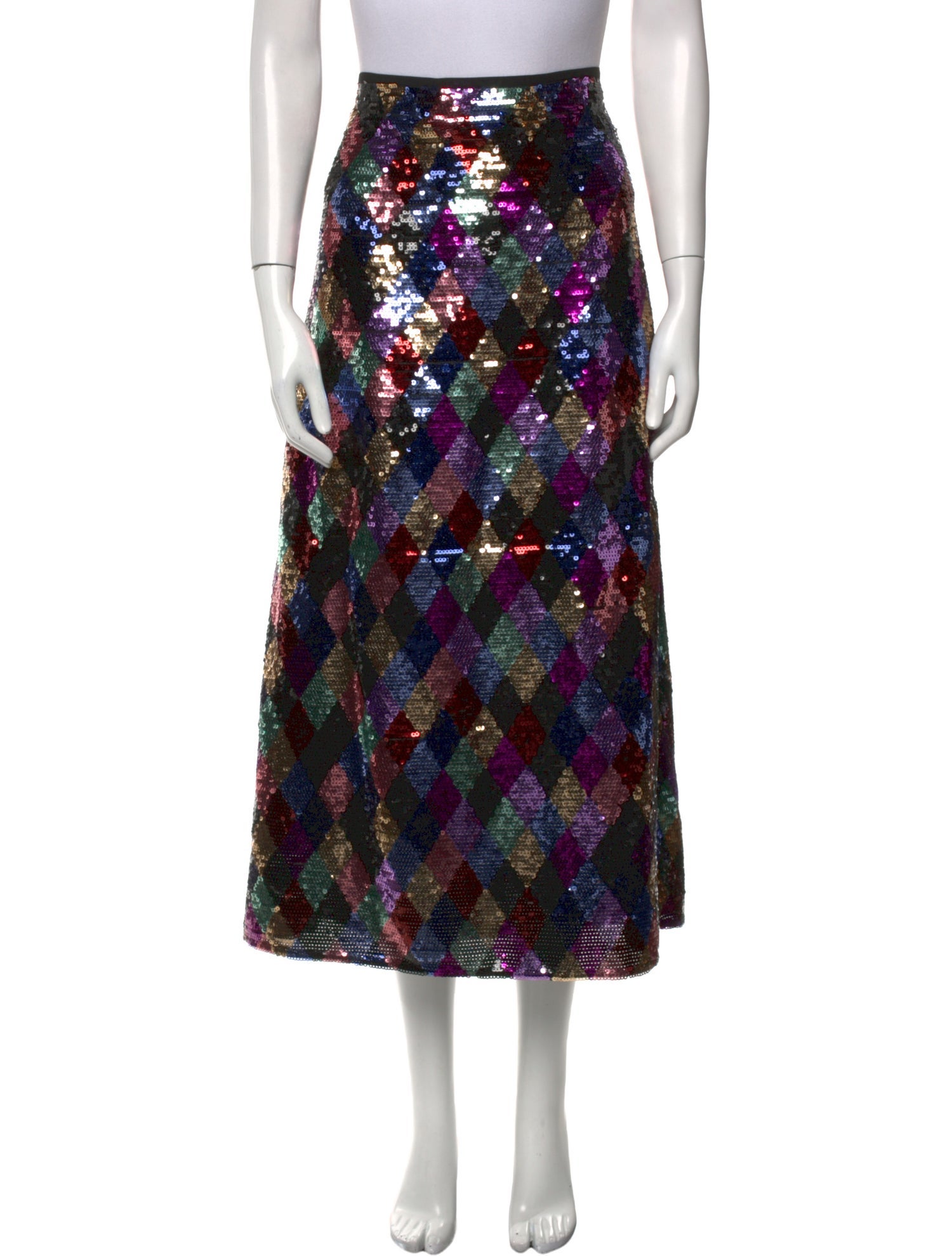 RIXO Patterned Midi Length Skirt