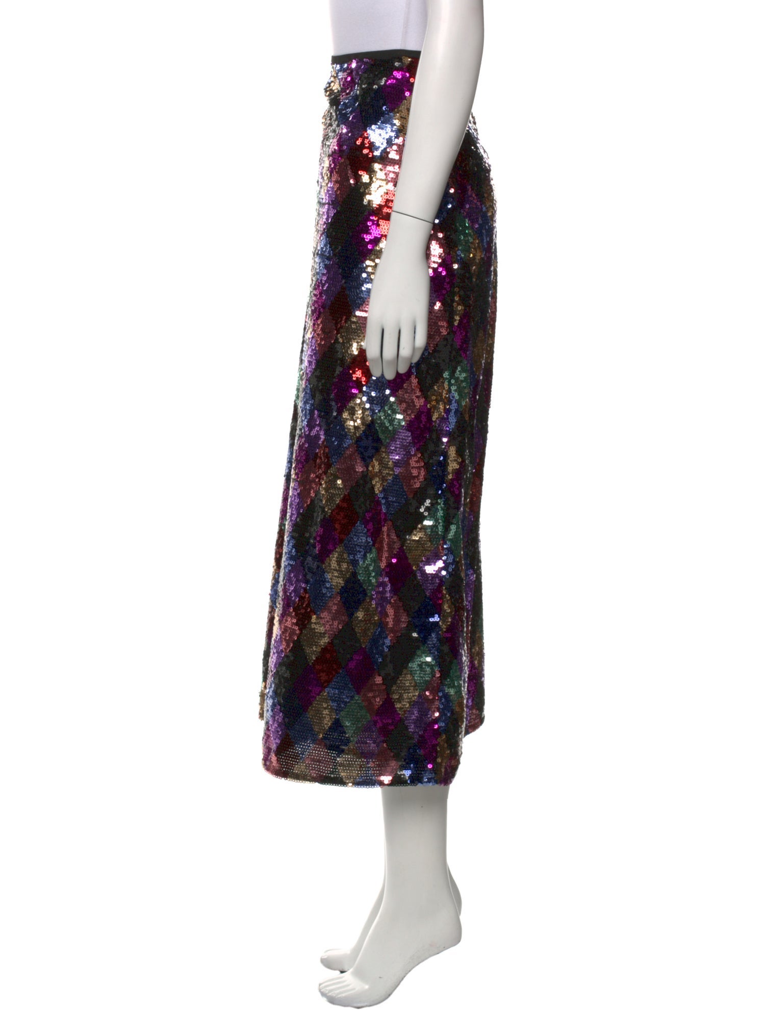 RIXO Patterned Midi Length Skirt