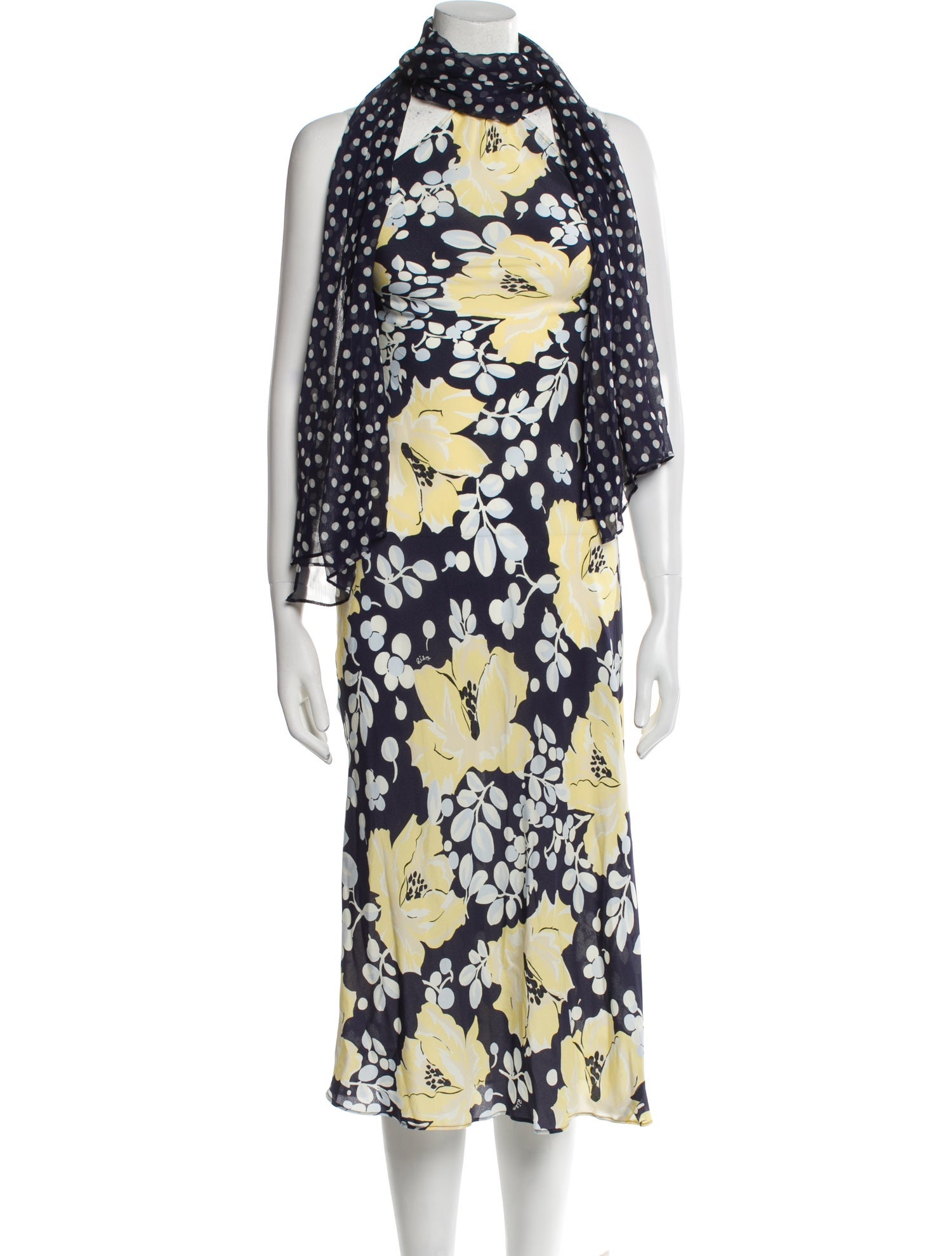 RIXO Silk Midi Length Dress