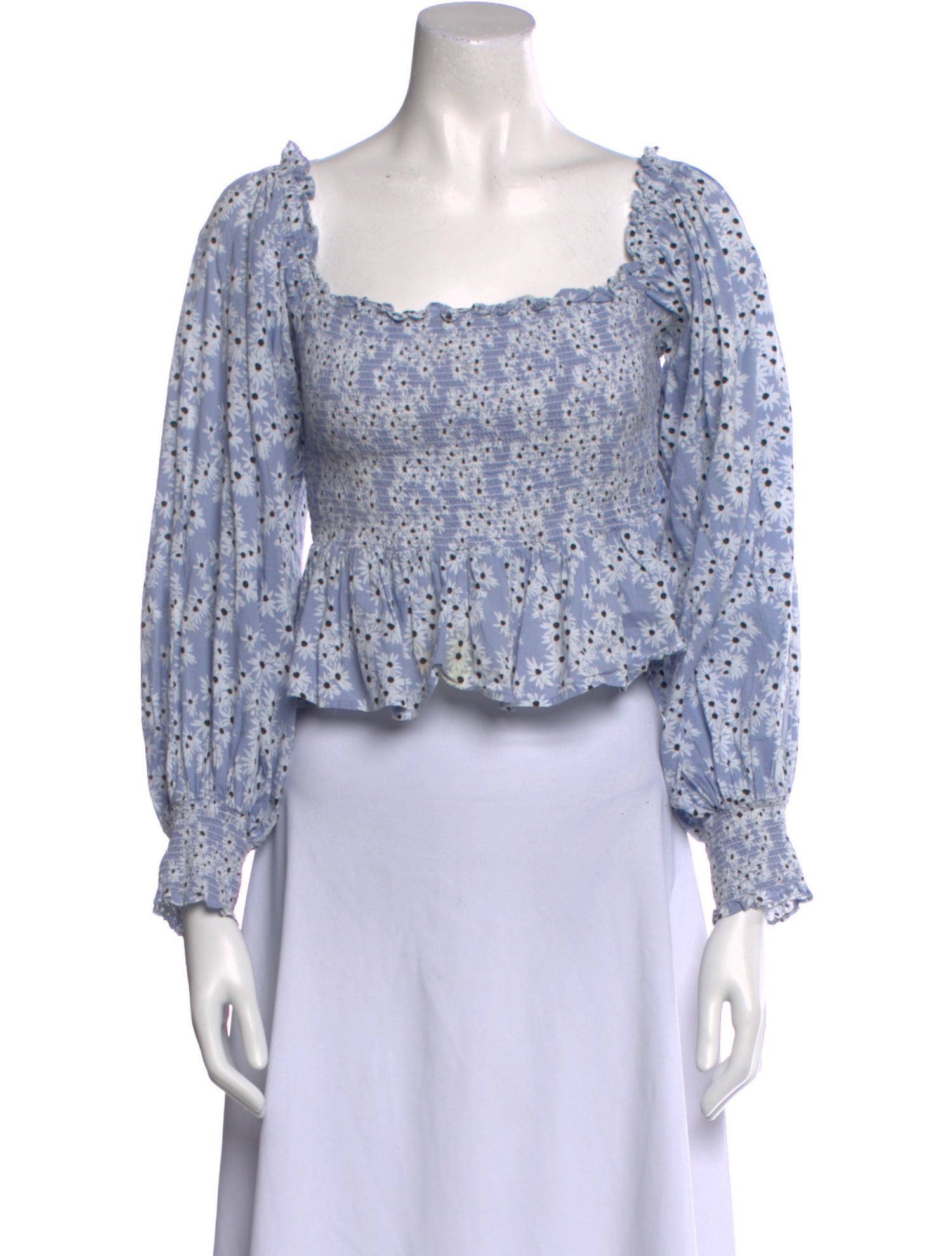 RIXO Floral Print Square Neckline Crop Top