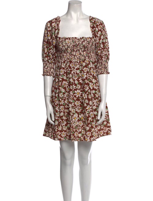 RIXO Floral Print Mini Dress