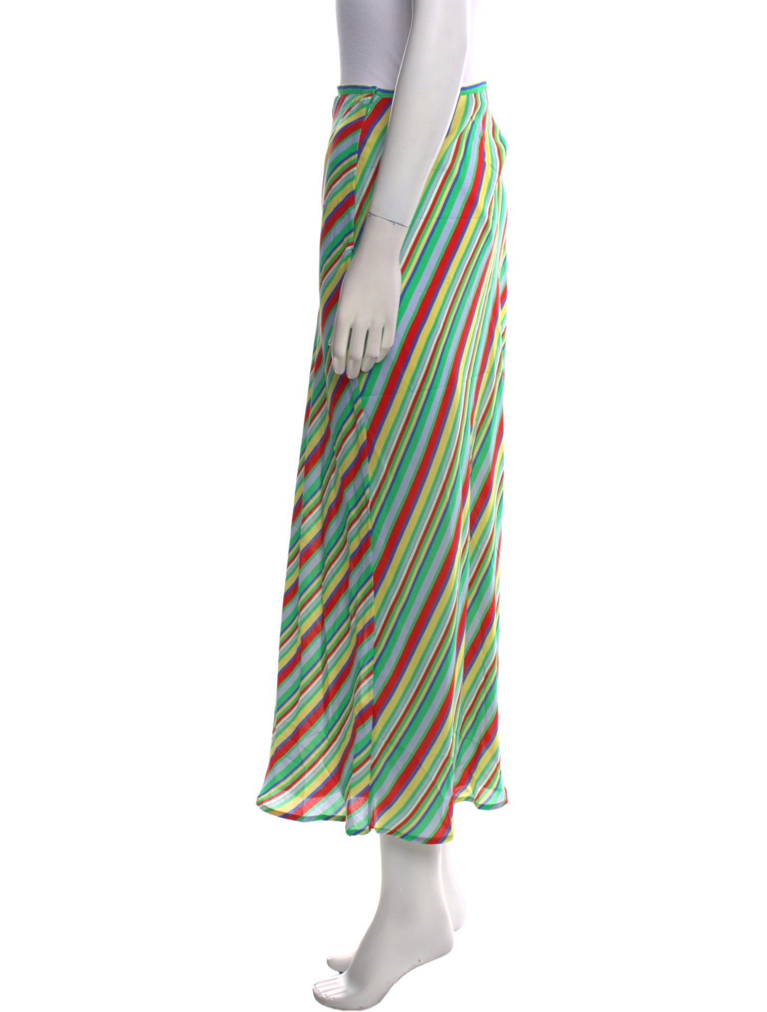 RIXO Striped Midi Length Skirt