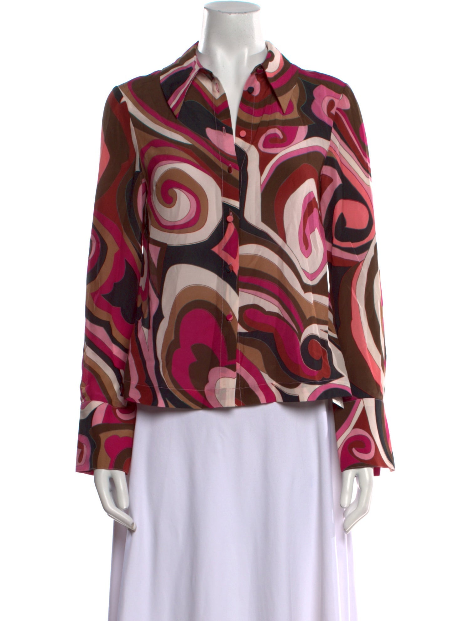 RIXO Silk Printed Blouse