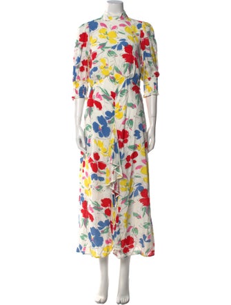 RIXO Floral Print Long Dress