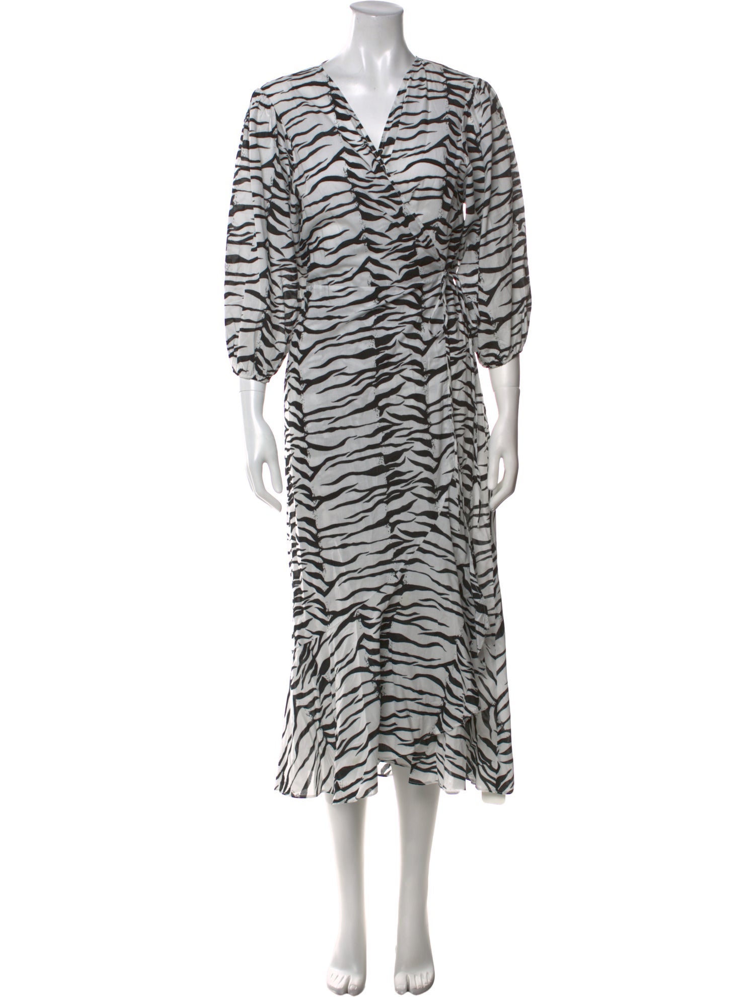 RIXO Animal Print Midi Length Dress