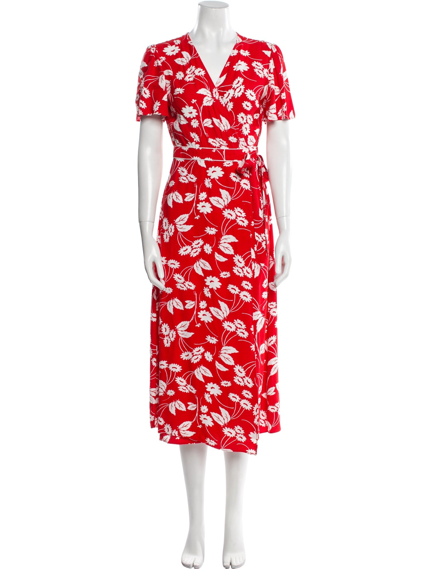 RIXO Floral Print Midi Length Dress