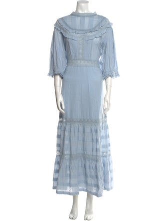 RIXO Bateau Neckline Long Dress