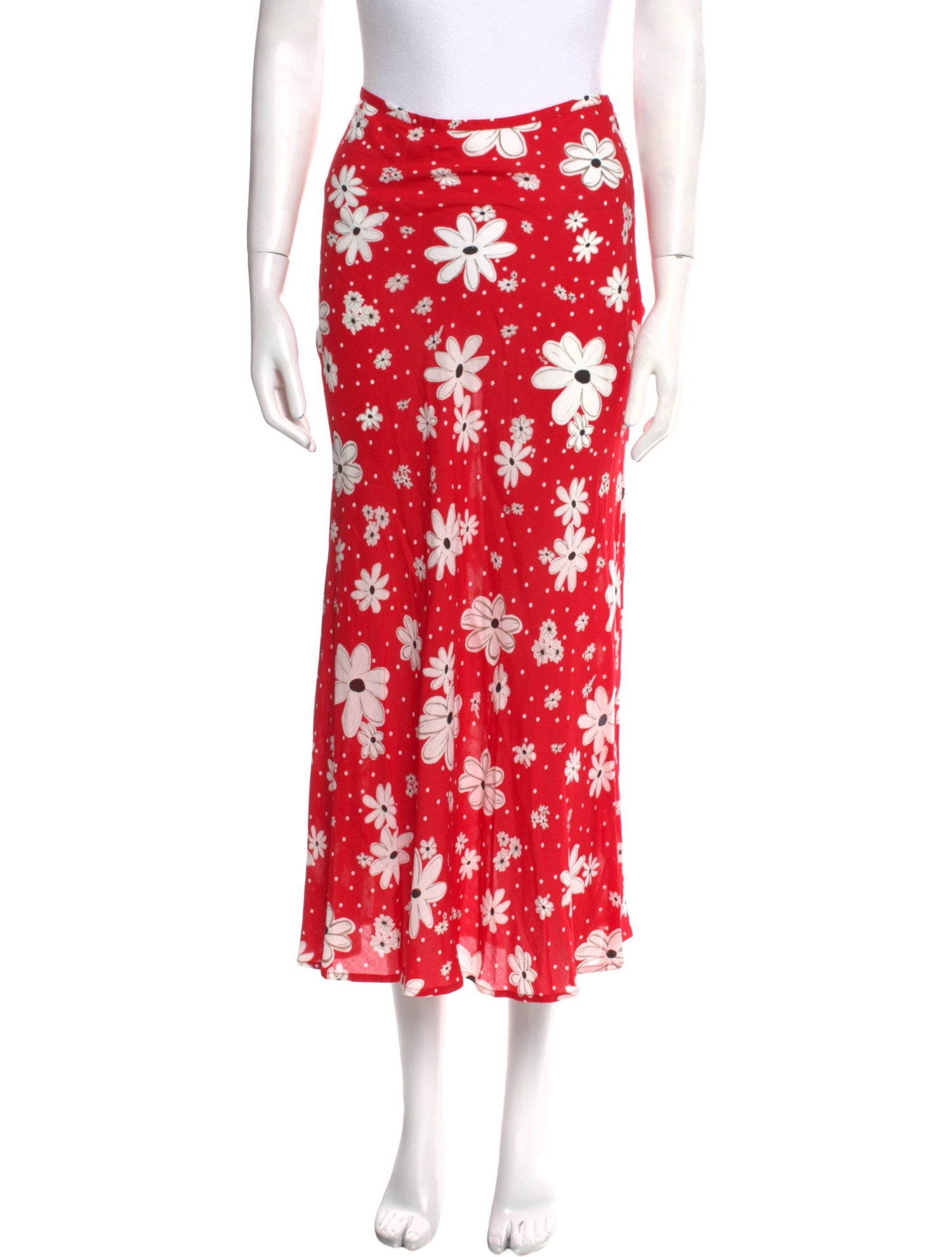 RIXO Floral Print Midi Length Skirt