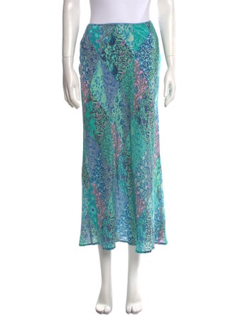 RIXO Silk Midi Length Skirt