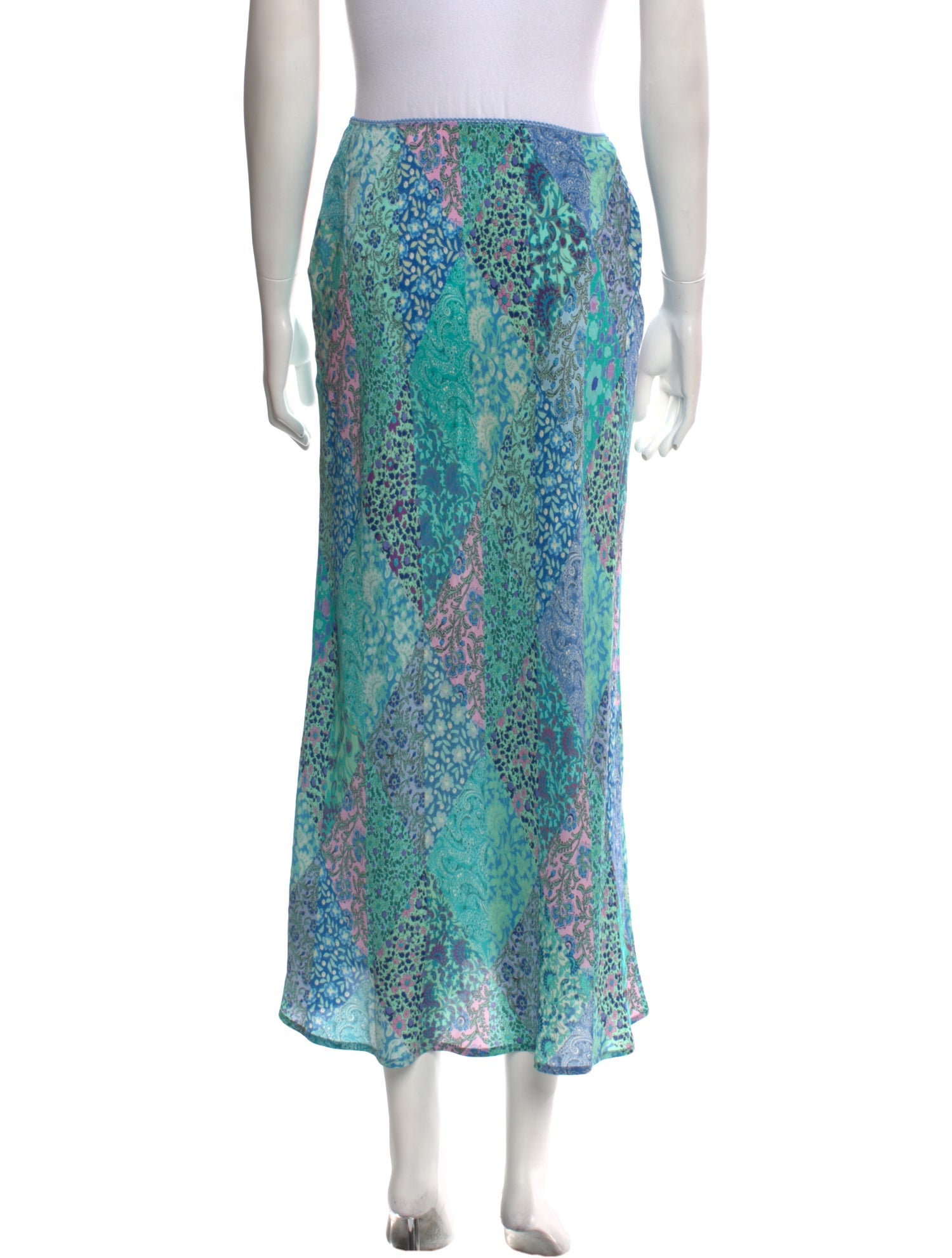 RIXO Silk Midi Length Skirt