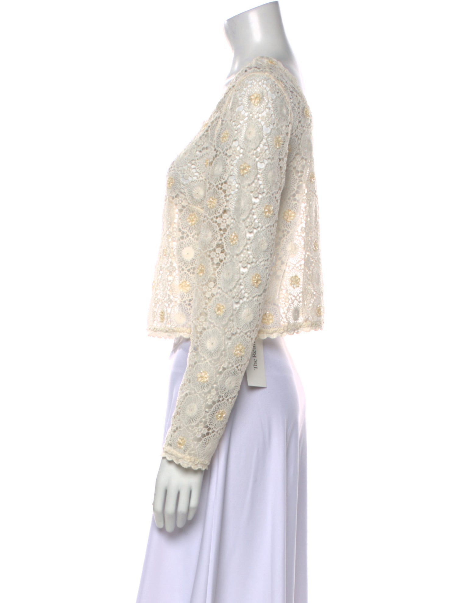 RIXO Lace Pattern Square Neckline Crop Top