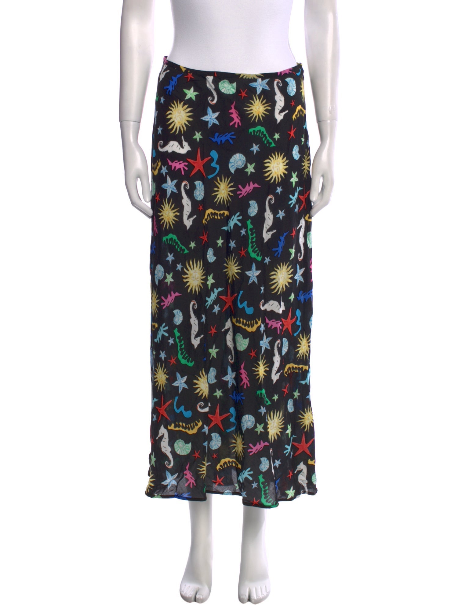 RIXO Floral Print Midi Length Skirt