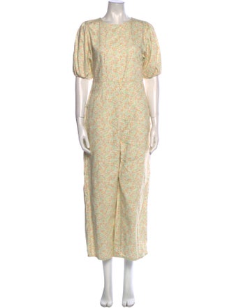 RIXO Printed Crew Neck Jumpsuit