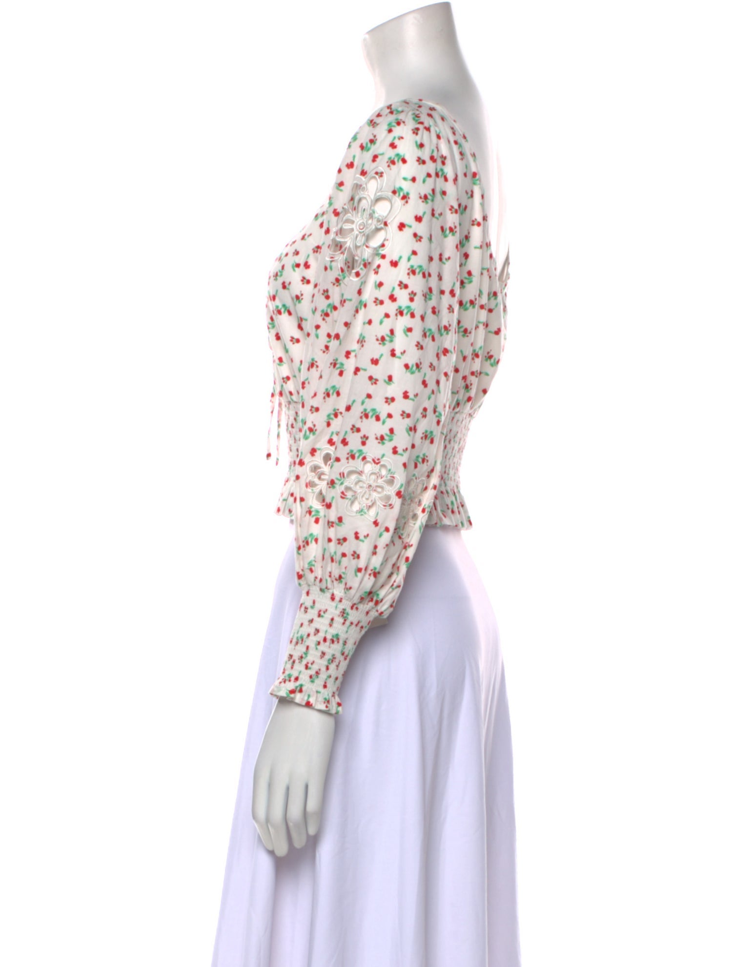 RIXO Floral Print Scoop Neck Crop Top