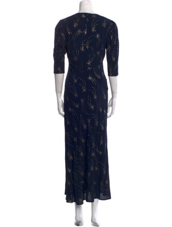 RIXO Printed Long Dress