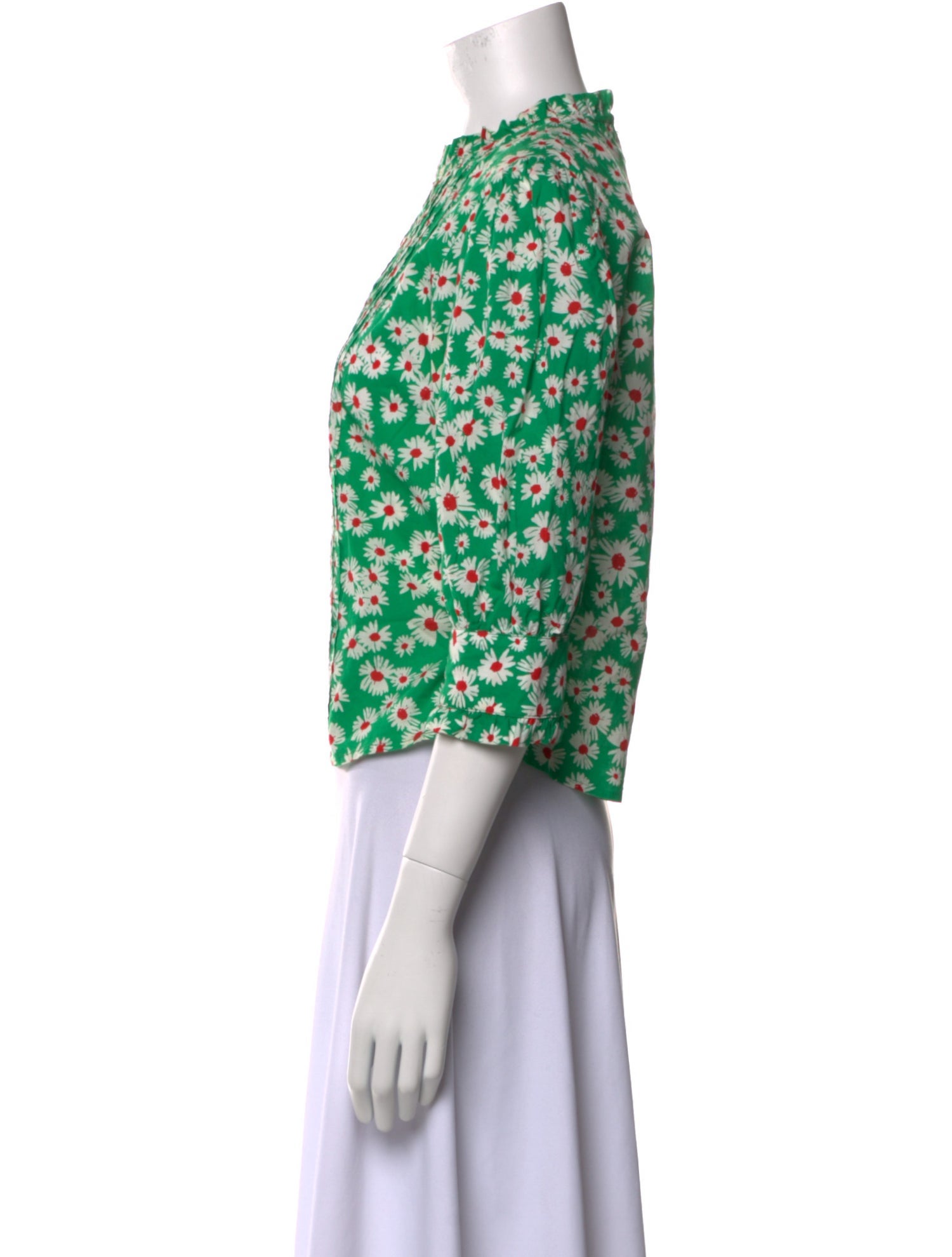 RIXO Floral Print Mock Neck Crop Top