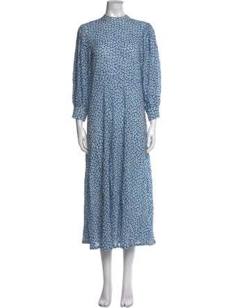 RIXO Floral Print Midi Length Dress